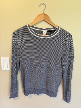 Banana Republic Navy & White Thin-Strip Crewneck Sweater